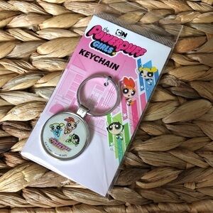 Cartoon Network Powerpuff Girls Group on white keychain